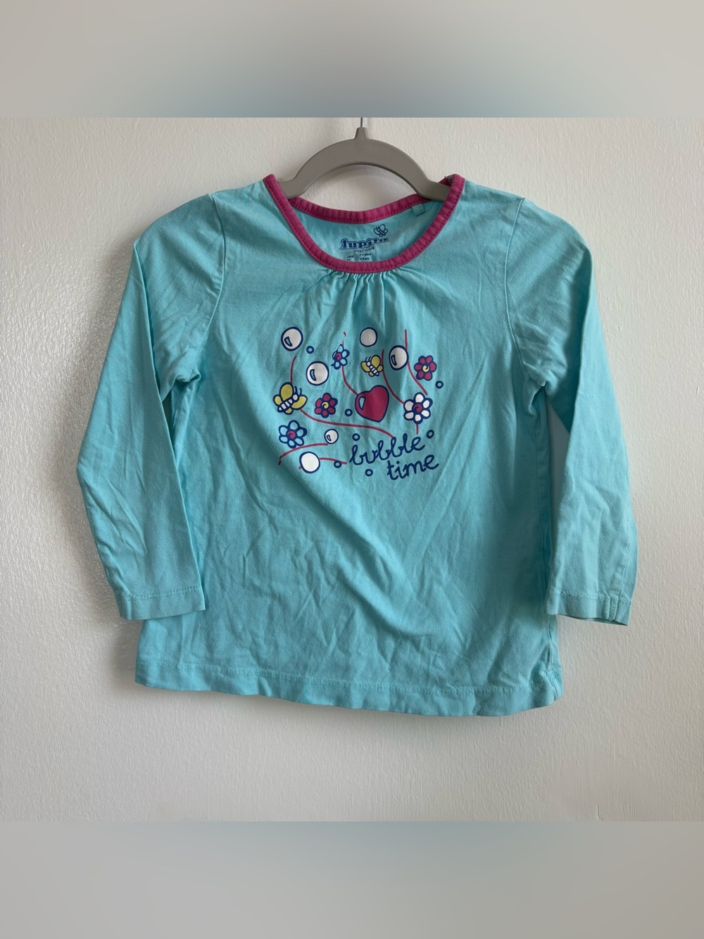 Lupilu Girls Blue Bubble Time Graphic Print T-Shirt Long Sleeve Crew Neck 2-4yrs